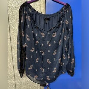 White House Black Market Navy Blue Blouse